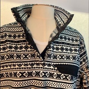 Black/white/ gray print fleece jacket